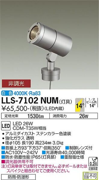 LZS-92992GBMLEDスポットライト NIGIWAI プラグタイプLZ2C CDM-T35W
