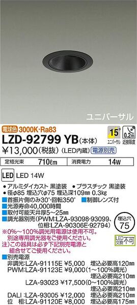 ダウンライト/ユニバーサル/φ50 12V JDR 85W形60W相当 LZ1C/φ75 1/2