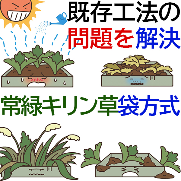 既存屋上緑化工法の問題点イメージ