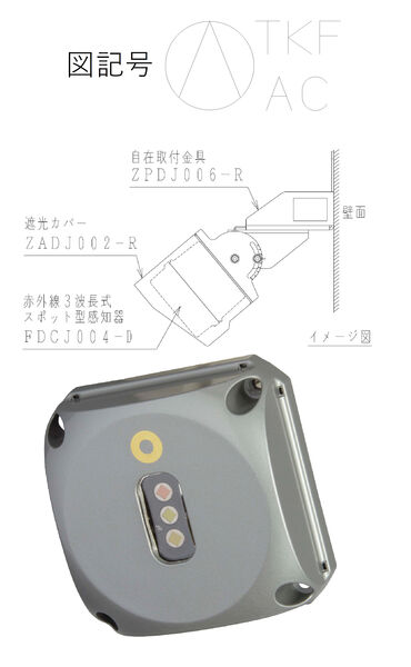 赤外線3波長式スポット型感知器(R-AT)(露出型)+ 自在金具+ 遮光カバー