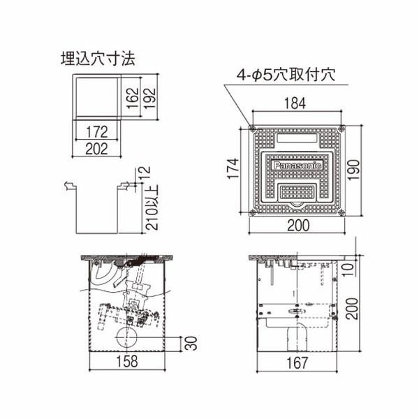 フロアコンセント C型20A125Vコンセント付 1コ口(NK39162Z)