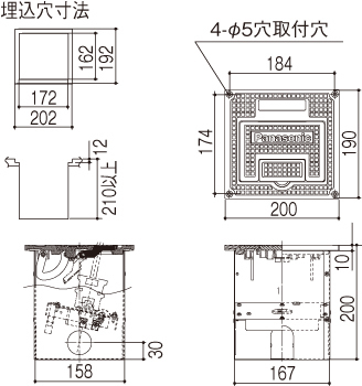 フロアコンセント C型20A125Vコンセント付 1コ口(NK39162Z)