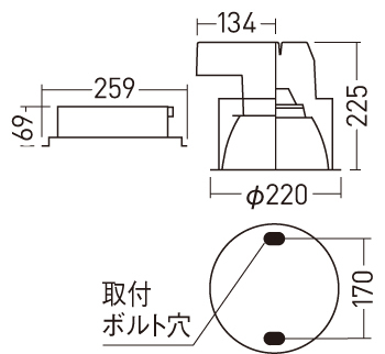 天井埋込型 LED（昼白色） ダウンライト ビーム角45度・広角タイプ