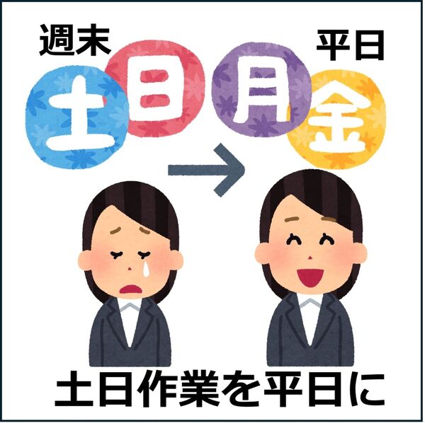 土日作業を平日に