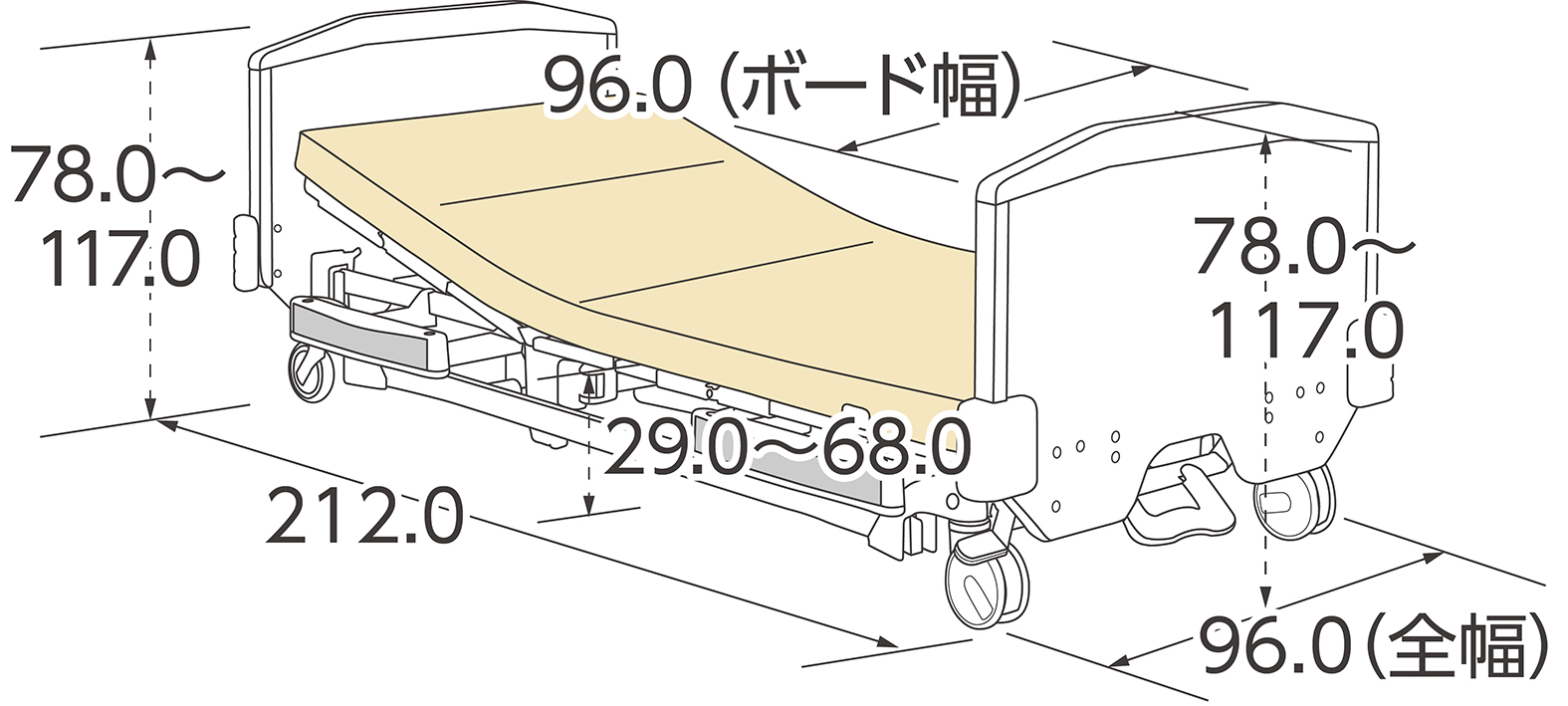 アスピーノ　木製ボード寸法図
