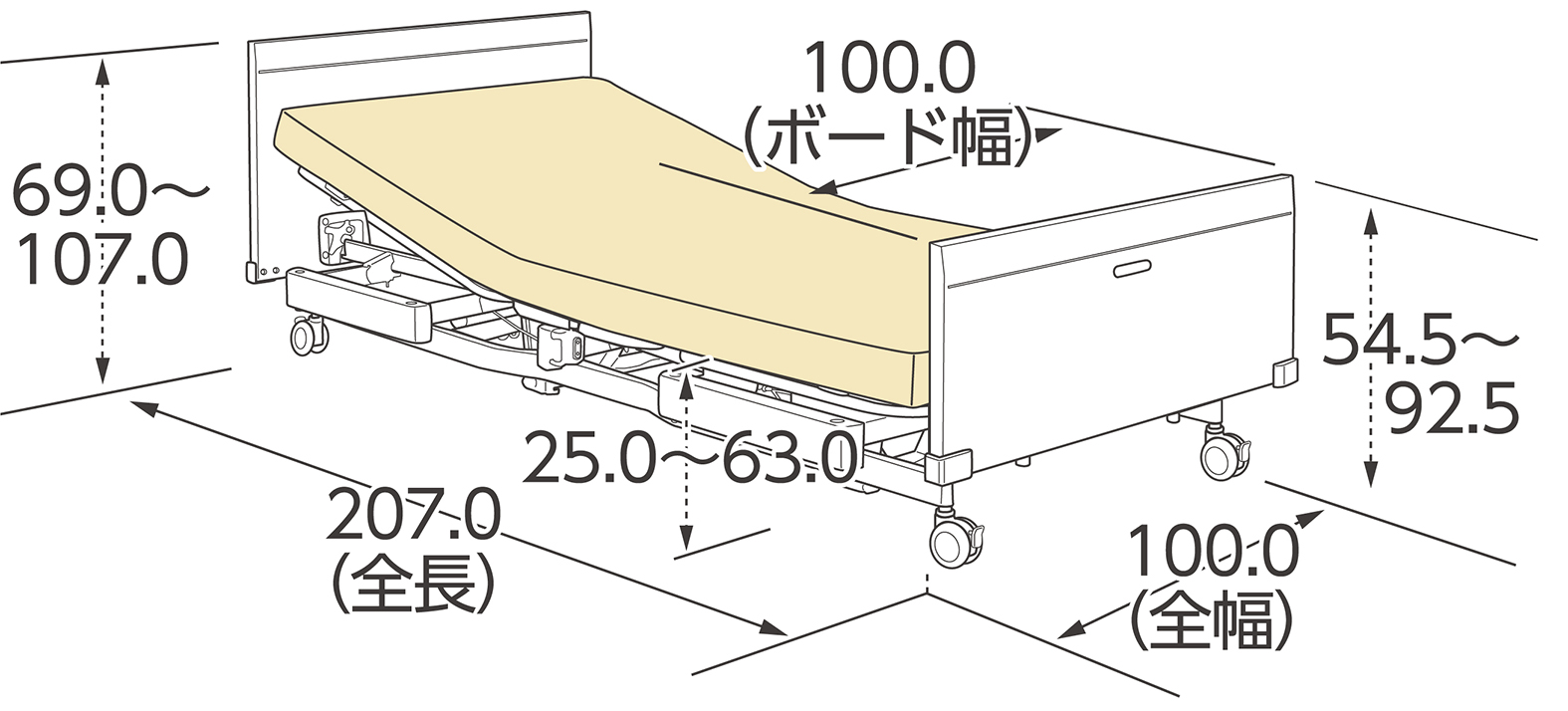 レイスト　スクエアボード90cm幅寸法図