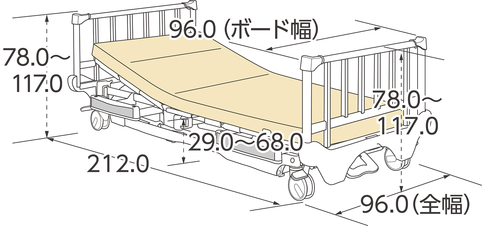 アスピーノ　整形外科ボード寸法図