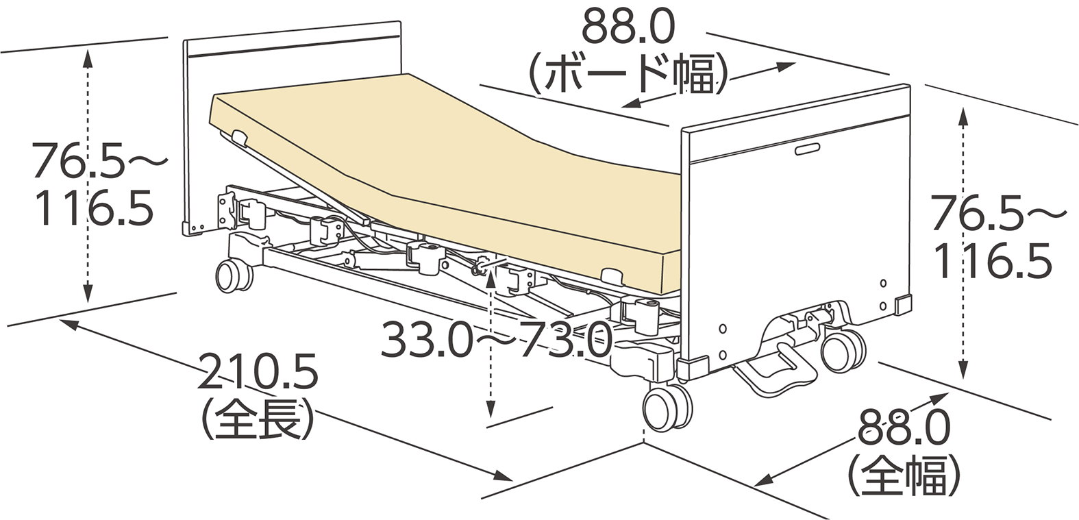 ペアージュ　ハイボードハイボード寸法図